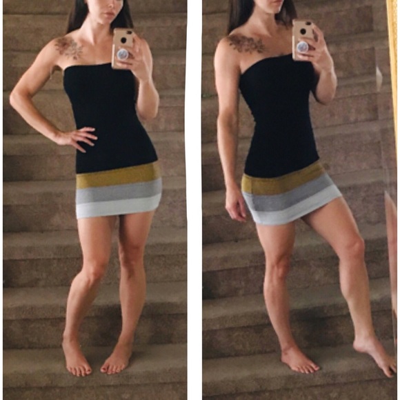Forever 21 black and shimmer paneled dress S - Picture 1 of 8